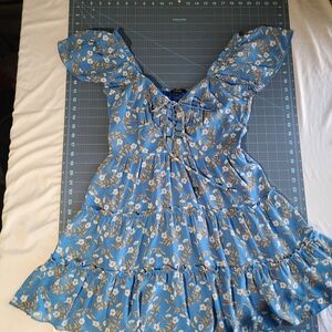 Blue Floral City Studios Tiered Dress Cottagecore